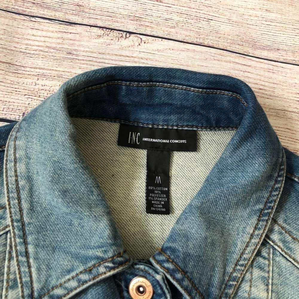 INC International Concepts Distressed Denim Vest - Picture 2 of 6